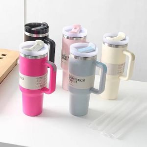 40oz H2.0 Stainless Steel Tumblers Cups with Silicone handle Lid And Straw 2nd Generation Travel Car Mugs Keep Drinking Cold Water Bottles With Logo 1:1 Copy 1124