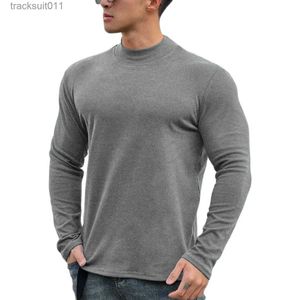 Erkek Tişörtleri Spor Salonu Sıradan Üstler Kış Tişörtleri Erkekler İçin Uzun Slee Sesli Termal İç Çamaşır Giyimli Sinizli Men Renkli Erkek Giyim L231208