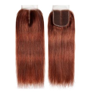 Yirubeauty Malaysian Human Hair Straight 4*4 Lace Closure P4/27 Piano Color 12-24inch 99J 27# 33# Free Part