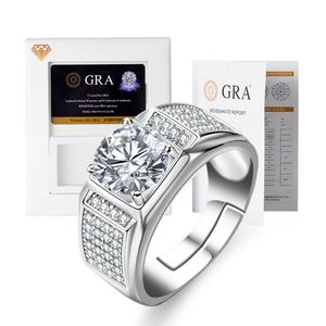 Wedding Rings Business temperament GRA luxury ring two caramosanshi eight heart cutting fashion domineering star diamond man jewel 231208