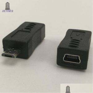 Computer Cables Connectors 500Pcs/Lot Wholesale Micro Usb Male To Mini 5Pin Female Adapter Charger Connector Converter Adaptor Drop De Dhaev