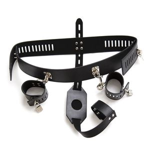 Cintura di castità femminile in ecopelle slip con manette regolabile BDSM Fetish Bondage restrizioni dispositivo di castità giocattoli del sesso donne