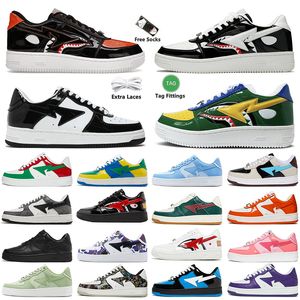 Luxury Women Mens Shark Designer Shoes Bapesstas Sneakers A Bathing Ape SK8 Sta Patent Leather Grey Pink Foam Green Red White Black Low Panda Runners Retros Trainers