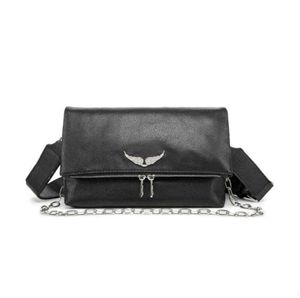 Вечерние сумки Новые Zadig Voltaire Дизайнерские сумки-тоут из натуральной кожи Сумка с цепочкой на крыле Женская сумка через плечо Деловая простая повседневная модная уличная сумка-тоут NYFH