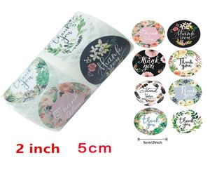 2 inç5cm yuvarlak çiçek Teşekkür Eden Çıkartmalar 500 PCS Düğün iyilikleri ve parti el yapımı Gife Seal Stationery Sticker5363827