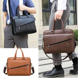 Evrak çantaları Man için büyük evrak çantası çanta PU deri çanta bilgisayar dizüstü bilgisayar belge haberci tote crossbody yan erkek 231208