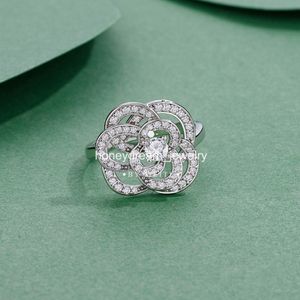 Chan Camellia Flower Ring Band, Lüks İnce Mücevher Küpeleri Kadın Kolye K Altın Kalp Kolye