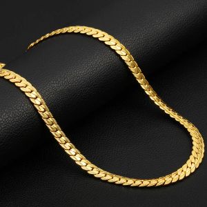 Vendita calda Antique Flat Snake Chain Necklace 4/7mm 14k Giallo Gold Chiker Long Chains for Women Men Jewelry
