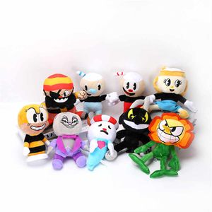 Sevimli eğlenceli anime peluş cuphead şovu peluş oyuncak çay fincanı macera çay fincanı kral doldurulmuş yumuşak hayvanlar peluş oyuncak