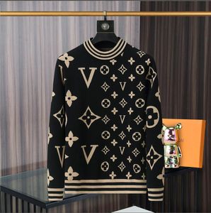 Дизайнерская роскошная куртка, мужской свитер, осенне-зимний жаккардовый свитер с буквенным принтом, приталенный пуловер с капюшоном в культурном стиле, вязаный персонализированный свитер L1212