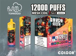 2023 Son Fluum Tornado Kutusu 12000 Puflar Bar Mesh Bobin E Sigara 12K Tek Kullanımlık Vape Tornado Vape Kalem 650mAh Pil Elctronic Sigara