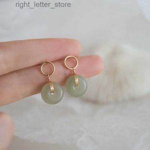 Stud Pure Natural Jade Jóias 14 K Ouro Amarelo Brinco para Mulheres Aretes De Mujer Pedra Preciosa Esmeralda 14 K Brinco de Cor Dourada Mulheres YQ231211