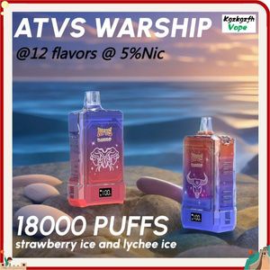 Orijinal ATVS 18K Puff 18000 Puf Bar Tek Kullanımlık Vape E-Cigarte Akıllı Ekran Ekran 750mAh Pil Bang King Vape Desechable 7000 Puff 9000 Puf 12000 Puf