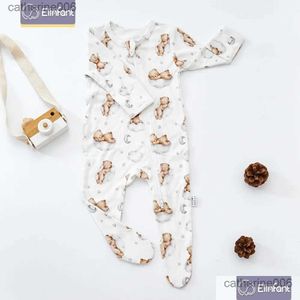 Tulumlar Elinfant erall bambu pamuk bebek pijamaları uzun tasarım bebek ayak romper tulum231101 damla teslimat çocukları annelik pıhtısı otcqh