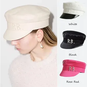 Beralar Baker Boy Hat Logo Boinas Para Hombre Ins Koleksiyonu Chic Pu Pamuklu Soyu Kadınlar İçin Düz Militray Caps