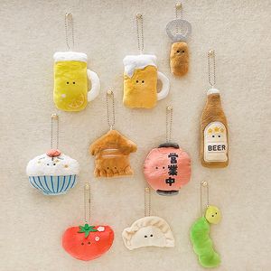 Kawaii karikatür mini peluş kolye yemek sahneleri bira buz yılı bezelye çocuklar için yaratıcı doldurulmuş oyuncak hediyeler
