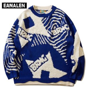 Erkek kazakları harajuku retro retro grafiti yıldız jumper örgü sweater erkekler büyük boyutlu Koreli kazak büyükbabası çirkin kazak kadınları y2k grunge 231211