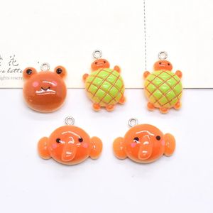 Takılar 10pcs Kawaii Simülasyon Hayvan Ekmek Reçine Takılar Kurbağa Kaplumbağa Sevimli Hayvan Küpe Anahtarlık Kolye DIY El Sanatları Mücevher Yapmak 231208