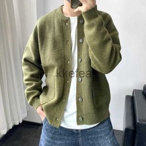 Erkek kazak örgü Sweater erkek yeşil hırka erkekler kumaş fleeced sweatshirtler eski yeni jumper y2k sokak kıyafeti sıcak üstler boyun ucuz j231211