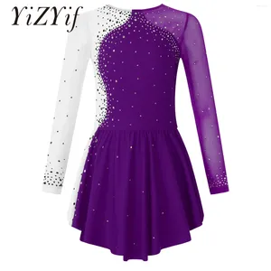 Stage Wear Shiny Rhinestone Figure Ice Skating Dress For Girls Kids Ballet Dance Child Gymnastics Leotard Lyrical Costume