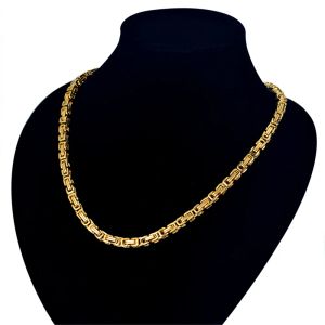 Мужские золотые цепочки ожерелья Мужской Corrente 14-каратное желтое золото ожерелье византийские цепи для мужчин ювелирные изделия