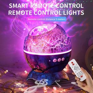 USB Star Night Light Music Starry Water Wave LED lights Remote Bluetooth Colorful Rotating Projector Sound-Activated Decor Lamp197J