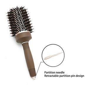 Saç Fırçaları Nano Teknolojisi İyonik Seramik Saç Alüminyum Fırça Domuz Kılı Saç Kıvırcık Tarak Kuaförlük Salonu için Yuvarlak Fırçalar 231211