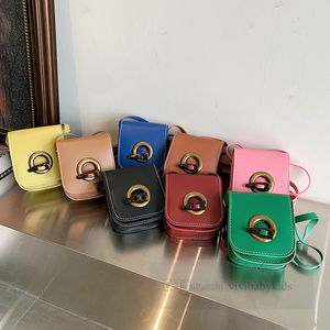 Borsa per bambini color caramello per ragazze Borsa per telefono a spalla singola con bottone in corno Mini portafoglio moda per bambini Borse a tracolla in pelle PU Z5923