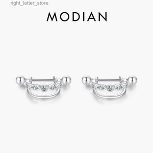 Stud Modian Real 925 Sterling Gümüş Çift Güverte Modaya Gizli Çizgi Küpe Kilde Kupa Çıkarılabilir Klip