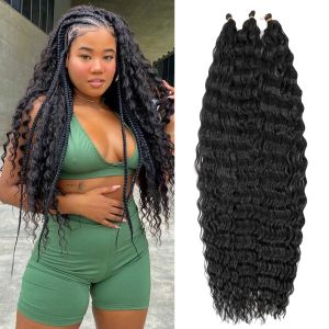 32' Ocean Wave Crochet Hair Long Deep Wave Crochet Hair Wavy Braiding Hair Synthetic Curly Crochet Hair For Black Women