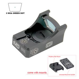 Tactical 3 MOA M2 Green Dot Sight Compact Holographic Reflex Scope Pistol Open-emitter Topless Optics Hunting Riflescope with Picatinny Mount and Universal Mount