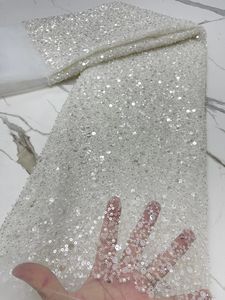 Ткань и шитье PGC, тяжелое серебряное кружево с блестками и бусинами для свадебного платья, роскошное вечернее французское платье, 5 ярдов 231211