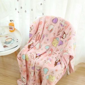 Одеяла розовое фланелевое одеяло для девочек, японский мультфильм, диван для спальни, удобный теплый чехол для путешествий, подарки 231211