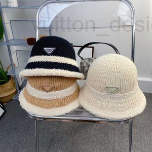 Шляпы с широкими полями Ведро Дизайнерская брендовая шерстяная вязаная шапка Женская кашемировая роскошная 3-цветная повседневная зимняя бейсболка Q1J6