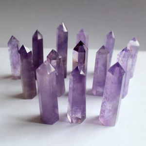 Doğal Purples Kristaller Kuvars Kule Noktası Mor Dikilitaş Değnek İyileştirici Kristal 5cm 6cm 7cm