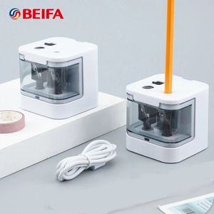 Точилки для карандашей Электрическая точилка для карандашей Beifa с USB-аккумулятором Двойные режимы Безопасная крышка с двойным отверстием Назад к школьным принадлежностям для детей Papeleria 231212