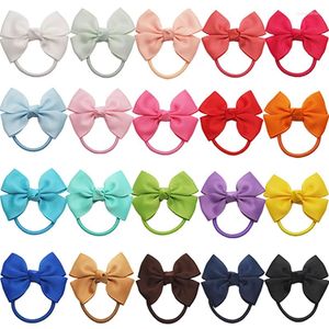 Saç aksesuarları 10pcs/lot 6.3 cm mini güzel grosgrain kurdele yayları doğdu ip şeker rengi bowknot elastik saç bandı moda hediyeler