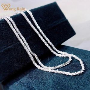 Wong Rain 925 Sterling Gümüş Yaratılan Moissanite Moda Lüks Beyaz Altın Unisex Çift Zincir Kolye Güzel Takılar Bütün Cha195L