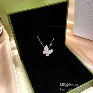 Gioielli farfalla Ciondolo in argento Collana con medaglione di design diamanti per uomo e donna Oro rosa Collane in platino dichiarazione per Christm9038312