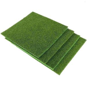 Halılar 4pcs Yaşam benzeri peri yapay çim minyatür süs bahçesi mini ev zanaat potu 15 x 15cm (yeşil)