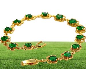 Emerald Bileklik Köpüklü Takı 18k Sarı Altın Dolgulu Kızlar Kadın Bilek Zinciri Hediyesi 18cm uzunluğunda Güzel Hediye274R8168203