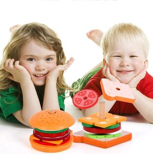 Çocuk hamburger kum modeli simülasyon gıda ahşap bina aile oyuncakları 231211 bloklar