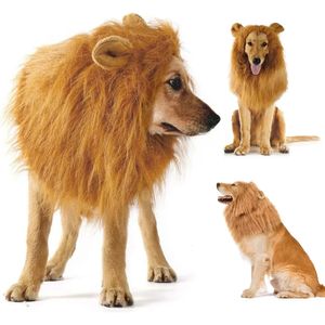 Other Dog Supplies Cute Pet Cosplay Clothes Lion Mane For Costumes Realistic Wig Medium to Large Dogs With Ear Accessories 231211