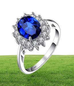 Jewelrypalace Prenses, kadınlar için mavi safir nişan yüzüğü yarattı Kate Middleton Crown 925 Sterling Silver Ring 2202101066889