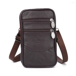 Bel çantaları moda mini cüzdan vintage küçük çanta erkekleri saf renkli deri çanta fany paketleri