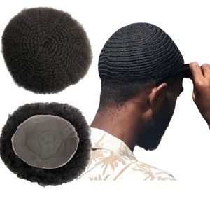 4mm Root Wave #1b Natural Black Malaysian Virgin Human Hair Hairpiece 8x10 Toupee Full Lace Unit for Black Men
