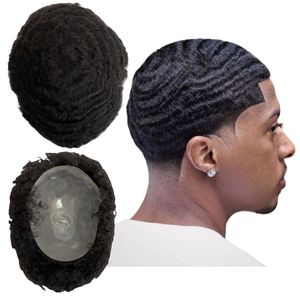 12mm Wave #1b Natural Black Brazilian Virgin Human Hair Hairpiece 8x10 Toupee Full PU Unit for Black Men