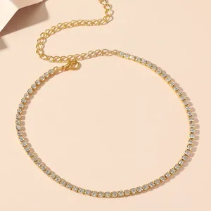 Колье FYUAN, модное 4 мм, черное, золотое, серебряное цветное ожерелье с кристаллами для женщин, теннисная цепочка, вечерние, свадебные украшения