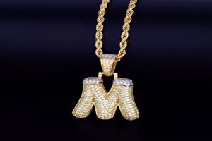 Men039s ожерелья с буквами «снежный пузырь», подвеска, подвеска, ледяной кубический циркон, ювелирные изделия в стиле хип-хоп с веревочной цепочкой 4500329
