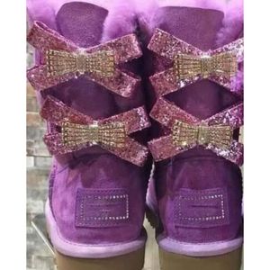 2023 novas botas de neve femininas tubo médio moda quente sapatos de algodão feminino bowknot broca botas de neve botas de algodão casuais de alta qualidade